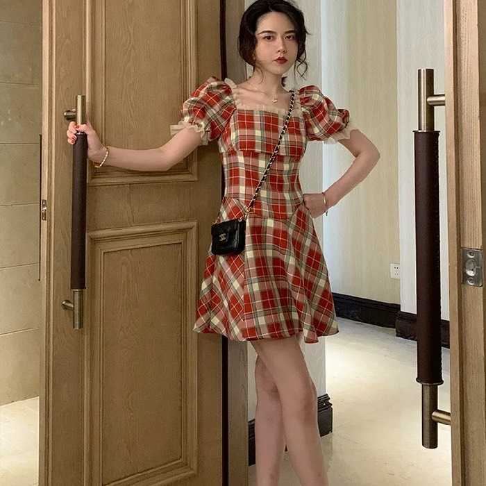 มินิเดรสลายสก๊อตลบงานจริงน่ารักมากๆคะ