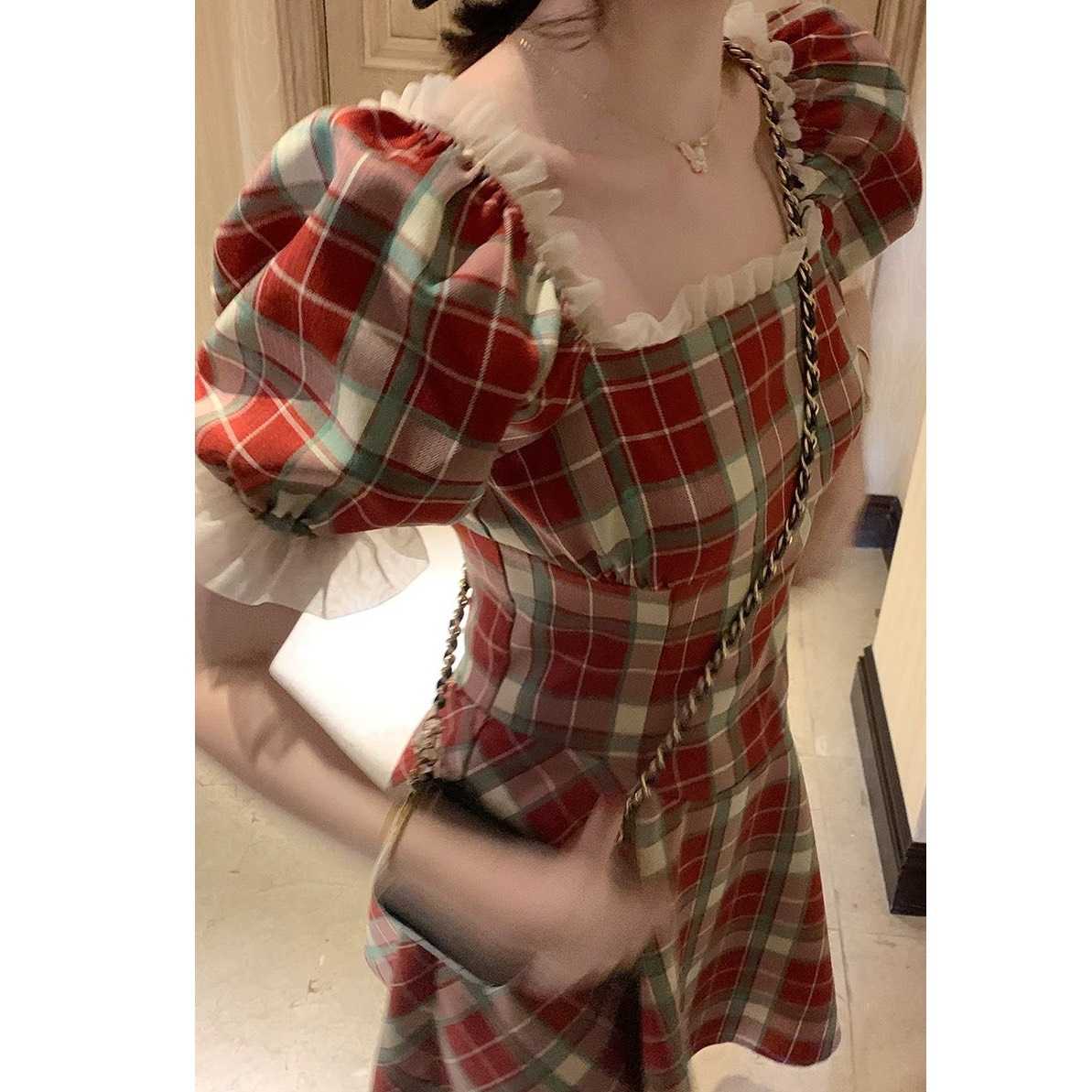 มินิเดรสลายสก๊อตลบงานจริงน่ารักมากๆคะ