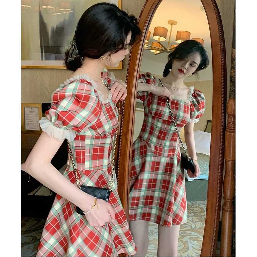 มินิเดรสลายสก๊อตลบงานจริงน่ารักมากๆคะ