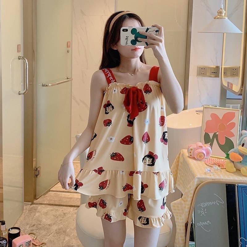 ชุดนอนลายน่ารักลบผ้าเด้ง-งานผ้านุ่มใส่สบายค่า