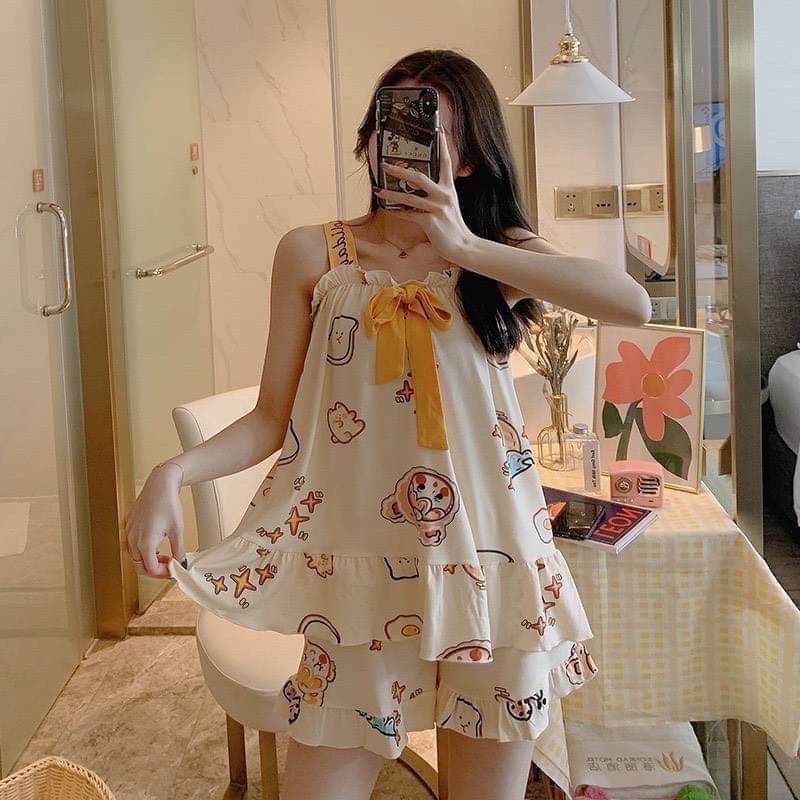 ชุดนอนลายน่ารักลบผ้าเด้ง-งานผ้านุ่มใส่สบายค่า