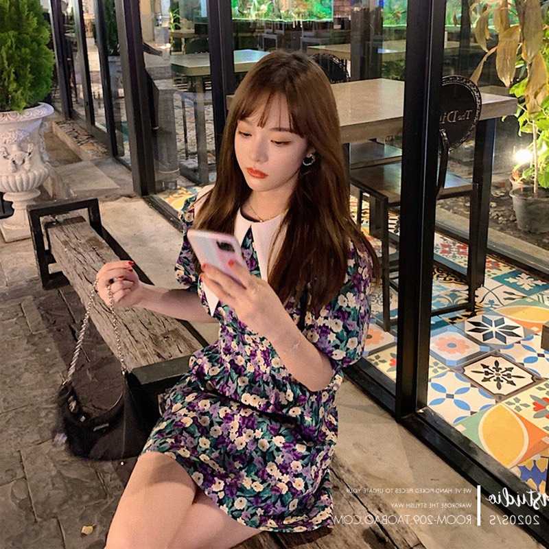 มินิเดรสลายดอกไม้ลบแต่งคอปก-รุ่นนี้ฮอตฮิตมากๆๆๆ