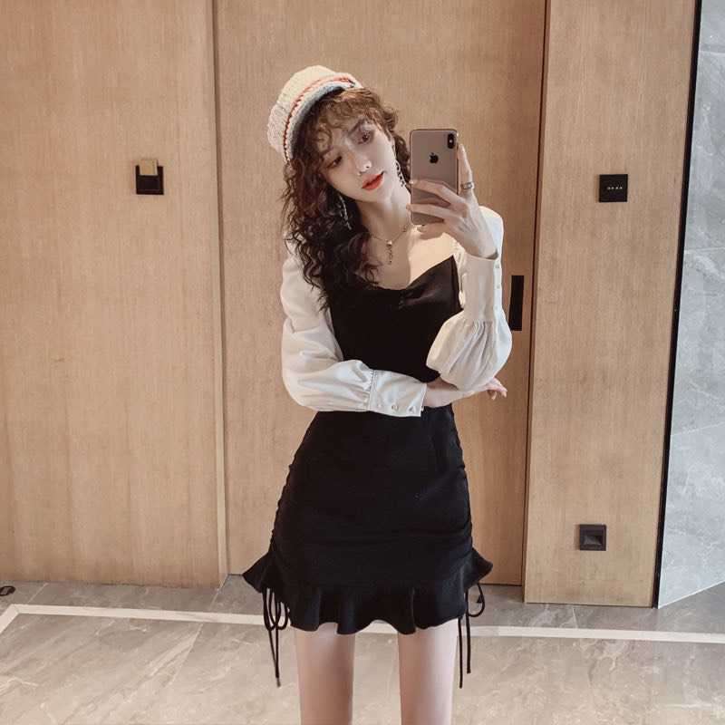 มินิเดรสลบช่วงบนแต่งเป็นผ้าชีฟอง-น่ารักมากค่ะชุดนี้