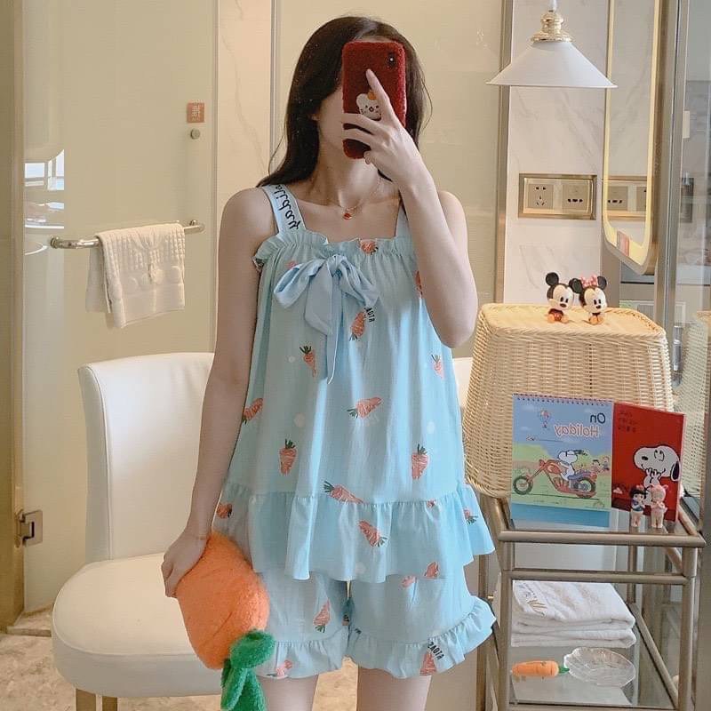 ชุดนอนลายน่ารักลบผ้าเด้ง-งานผ้านุ่มใส่สบายค่า