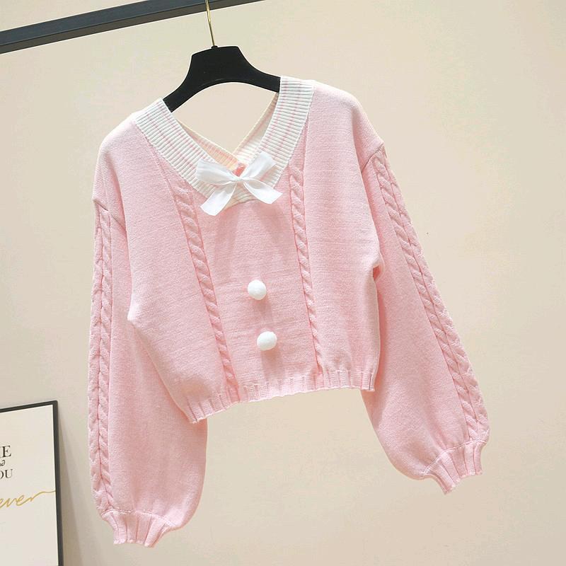 เสื้อไหมพรมลบมีโบว์หน้า-สวย-หวานมาก