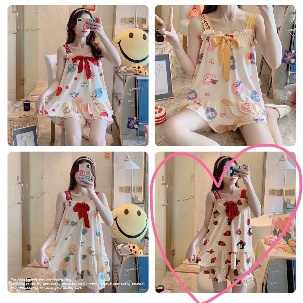 ชุดนอนลายน่ารักลบผ้าเด้ง-งานผ้านุ่มใส่สบายค่า