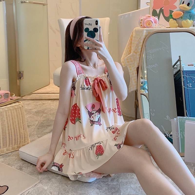 ชุดนอนลายน่ารักลบผ้าเด้ง-งานผ้านุ่มใส่สบายค่า