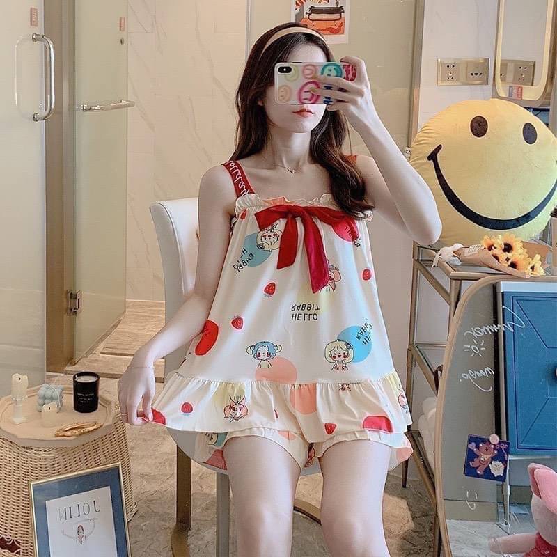 ชุดนอนลายน่ารักลบผ้าเด้ง-งานผ้านุ่มใส่สบายค่า