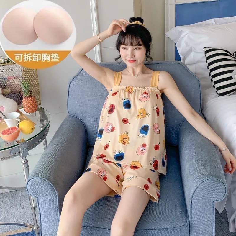 ชุดนอนลายน่ารักลบผ้าเด้ง-งานผ้านุ่มใส่สบายค่า