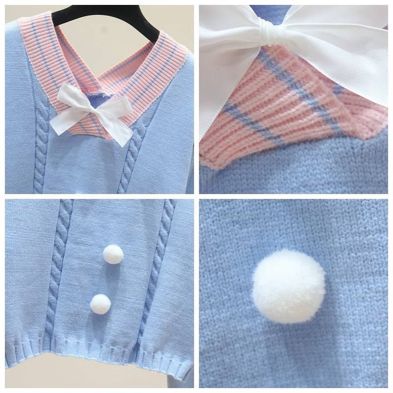 เสื้อไหมพรมลบมีโบว์หน้า-สวย-หวานมาก