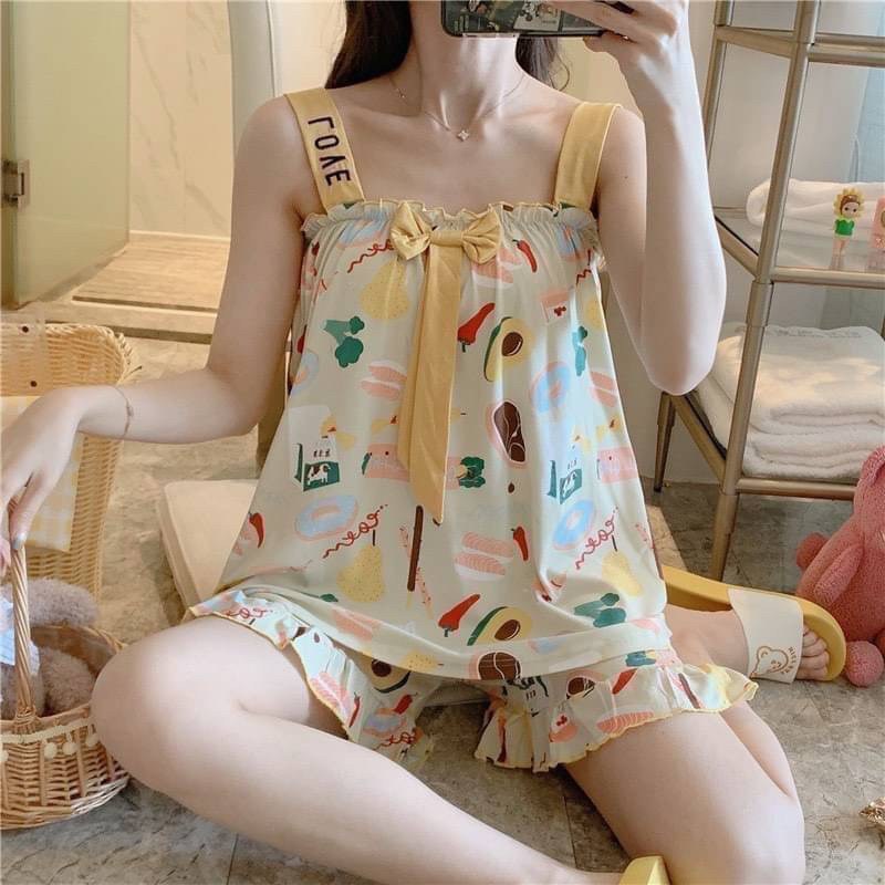 ชุดนอนลายน่ารักลบผ้าเด้ง-งานผ้านุ่มใส่สบายค่า