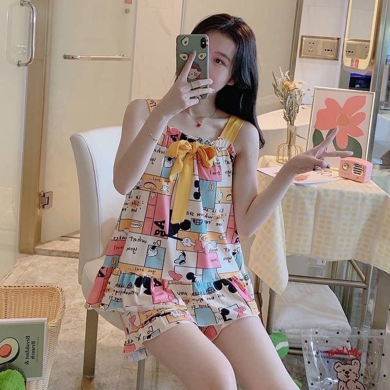 ชุดนอนลายน่ารักลบผ้าเด้ง-งานผ้านุ่มใส่สบายค่า