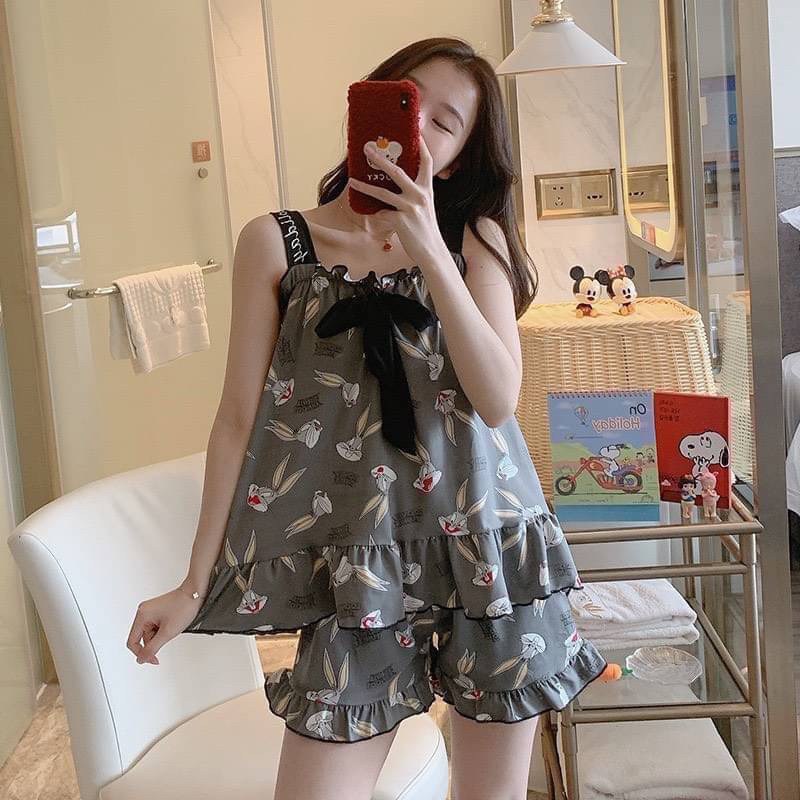 ชุดนอนลายน่ารักลบผ้าเด้ง-งานผ้านุ่มใส่สบายค่า