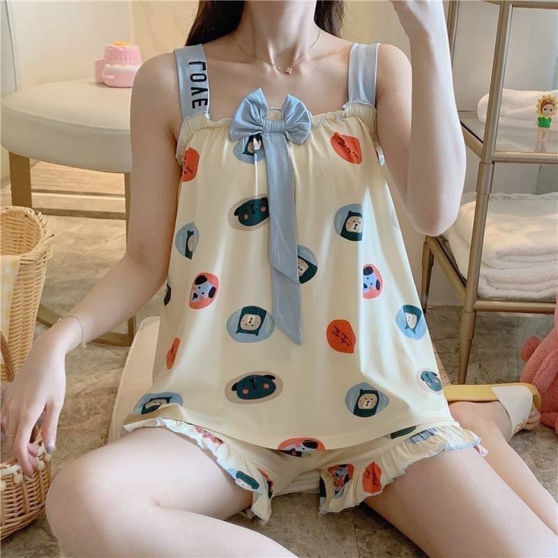 ชุดนอนลายน่ารักลบผ้าเด้ง-งานผ้านุ่มใส่สบายค่า