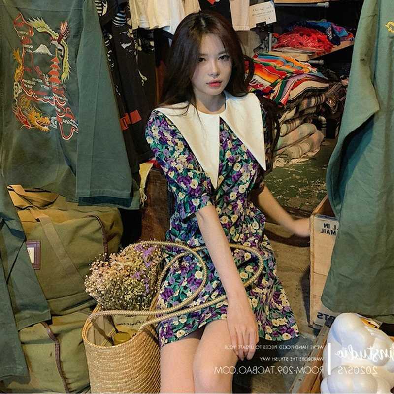 มินิเดรสลายดอกไม้ลบแต่งคอปก-รุ่นนี้ฮอตฮิตมากๆๆๆ